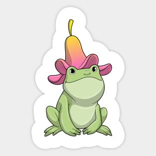 Frog with Plumeria Sticker